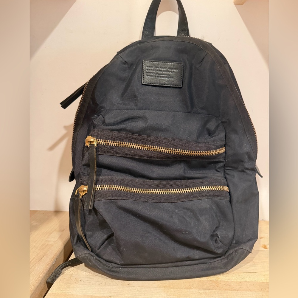 Marc Jacobs Black Backpack with Gold Zippers